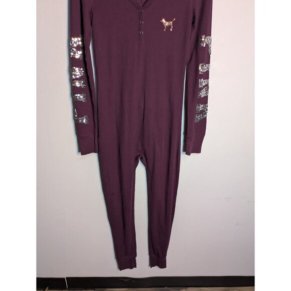 Victorias Secret Pink One Piece Naughty Is The New Nice Maroon Sequins, Size S - Picture 7 of 10